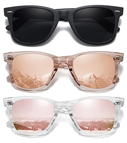 MEETSUN Retro Polarized Sunglasses for Women Men Classic Mirror Lens Driving Sun Glasses Trendy UV Protection (3 Pack) Black/Coffee/Pink - Image 1