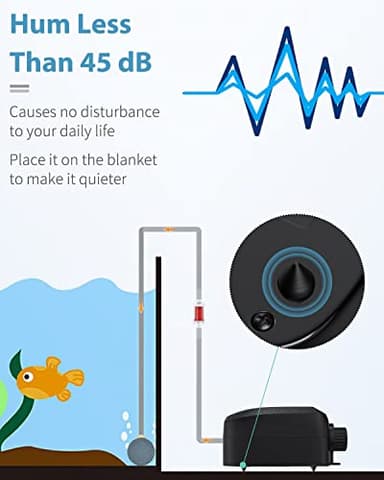 Uniclife 64 GPH Aquarium Air Pump with Dual Outlets Adjustable Quiet Fish Tank Air Pump with Air Stone Airline Tubing Check Valve and Connector Accessories for 10-100 Gallon Fish Tank - Image 6