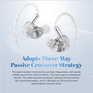 Linsoul Kiwi Ears Orchestra Lite Performance Custom 8BA in-Ear Monitor IEM with Detachable 4-core 7N Oxygen-Free Copper OFC Cable, Handcrafts Faceplate for Audiophile Studio Musician (Clear) - Image 4