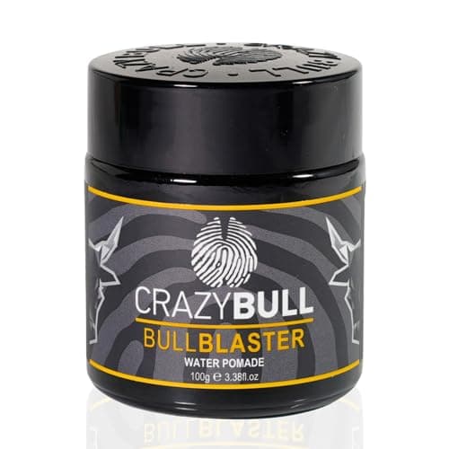 Crazy Bull Hair Bull Blaster Water Pomade - Strong Hold Pomade for Men - Water-Based Hair Styling Products - Vintage Cologne Scent - Vegan - 3.38 oz - Image 1