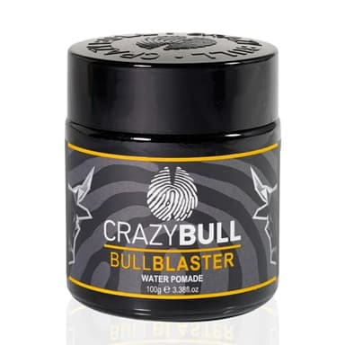 Crazy Bull Hair Bull Blaster Water Pomade - Strong Hold Pomade for Men - Water-Based Hair Styling Products - Vintage Cologne Scent - Vegan - 3.38 oz - Image 1