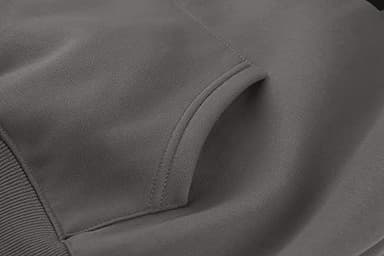 Lauweion Women Solid Basic Fleece Letter Loose Hoodie Sweatshirt Long Sleeve Kangaroo Pocket Drop Shoulder Pullovers Top Dark Grey - Image 6