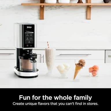 Ninja CREAMi Ice Cream Maker, 5 One-Touch Programs, White, Includes 2 16oz Pints with Storage Lids, Transform Frozen Bases to Ice Cream, Sorbets, Milkshakes, Vegan, Dairy-Free Options, NC300WH (Renewed) - Image 4