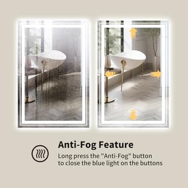 WTTY LED Bathroom Mirror 28"x36" with Backlit and Front Light,Stepless Dimmable LED Mirror for Bathroom,Anti-Fog Lighted Bathroom Vanity Mirror Modern,Memory Function,Shatter-Proof - Image 5