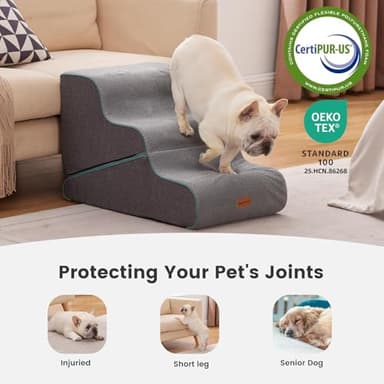 Gardner Pet Dog Stairs for Small Dogs 16.5" H, 2 in 1 Transformable 3-Step Pet Stairs and ramp, Dog Steps for Couch (13-20 in) with Durable Non-Slip Waterproof Cover and CertiPUR-US Certified Foam - Image 5