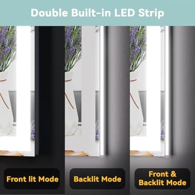 20"x 28" LED Bathroom Mirror, 3 Colors Vanity Mirror with Lights, Front and Backlit Bathroom Mirror with Lights, LED Smart Mirror for Bathroom, Tempered Glass, Anti-Fog, Stepless Dimmable, Memory - Image 7