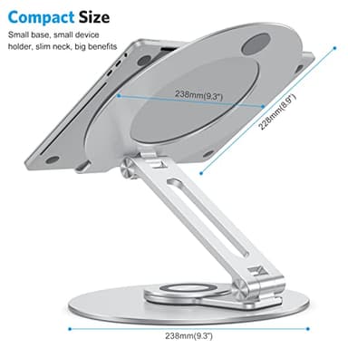 Adjustable Laptop Stand with 360 Rotating Base, OMOTON Ergonomic Laptop Riser for Collaborative Work, Dual Rotary Shaft Fully Foldable for Easy Storage, Fits MacBook / All Laptops up to 16 inches - Image 6