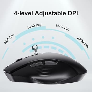 Wireless Mouse,Upgraded 2.4GHz Rechargeable (Battery Level Visible) Ergonomic Computer Mouse,4 Levels DPI, Wireless Mice for Laptop Computer(Matte Black) - Image 4
