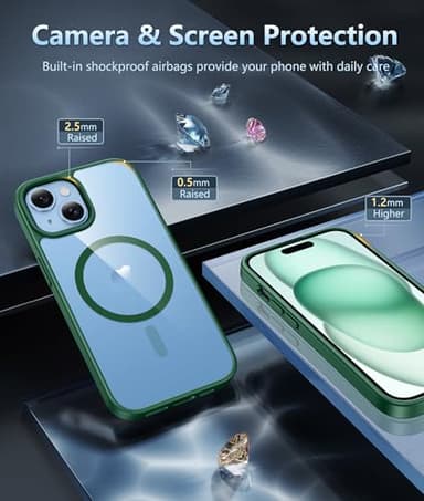 FNTCASE for iPhone 15 Case: for iPhone 14 Case | Support Magnetic Charging Military Grade Drop Protection Anti Yellowing | Rugged Sturdy Shockproof Protective Cell Phone Cover - 6.1 inch (Green) - Image 6