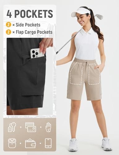 baleaf Women's 9" Cargo Shorts Hiking Water Resistant Pockets Bermuda Lightweight UPF50+ Camping Travel Outdoor - Image 5