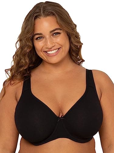 Fruit of the Loom Women's Fit for Me Collection: Plus-Size Unlined Underwire Bra-Cotton Comfort & Pinch-Free Straps, Black Hue, 38G - Image 1