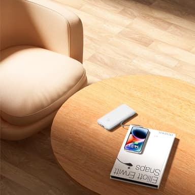 Q 10000mAh Power Bank, Slim Portable Charger,4 Output External Battery Pack with Built-in AC Wall Plug Micro USB C 3 Cables Compatible with iPhone Samsung Android Phone Tablet and More - Image 6