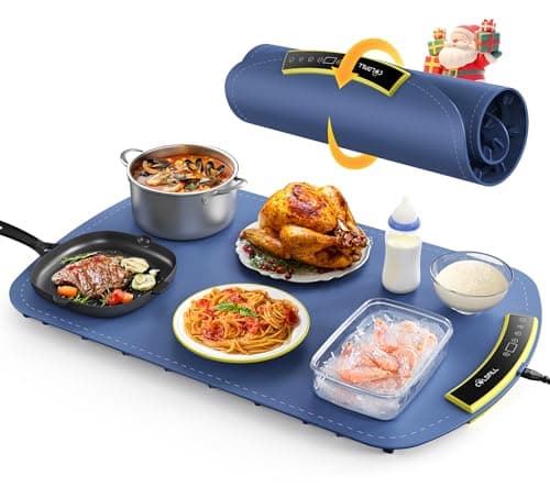 COLDFILL Food Warming Mat - 5s Rapid Heating Electric Warming Tray with 8 Temp Setting, 4 Hours Auto-Off, Easy to Clean, Foldable Sillicon Warming Mat for Food, for Buffet, for Party, for Thawing - Image 1
