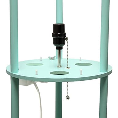 Simple Designs LF2010-AQU 62.5" Round Modern Shelf Etagere Organizer Storage Floor Lamp with 2 USB Charging Ports, 1 Charging Outlet and Linen Shade for Living Room Bedroom, Aqua, 11.5 x 11.5 x 62.5 - Image 8