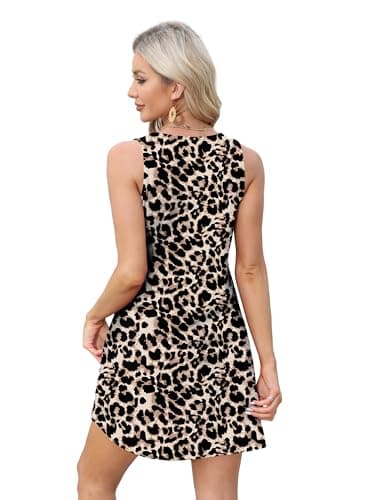 OFEEFAN Leopard Print Dress for Women 2025 Vacation Beach Dresses Fashion Tank Dresses Floral 20 XL - Image 4