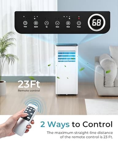 EUHOMY 10,000 BTU Portable Air Conditioners Up to 450 sq.ft, 3-1 Standing Smart Cooling AC with Remote, Dehumidifier, Fan, Air Conditioner Cools Room, 3 Modes, 24-hour timer, LED Display, Bedroom - Image 7