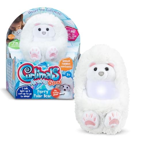 Curlimals Arctic Glow - Perry Polar Bear - Interactive Plush - Image 1