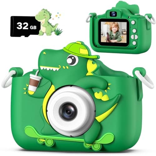 Dwfit Upgrade Selfie Kids Camera, Christmas Birthday Gifts for Boys Girls Age 3-12, HD Kids Digital Video Cameras for Toddler with Cartoon Soft Silicone Cover, Portable Toy for 3 4 5 6 7 8 Years Old - Image 1