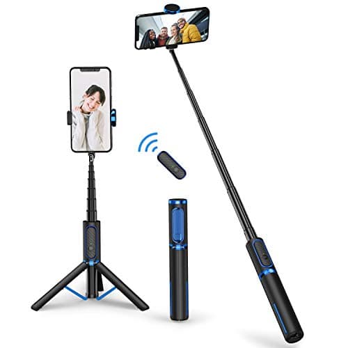 ATUMTEK Selfie Stick Tripod, 3-in-1 Extendable Aluminum Phone Tripod with Detachable Bluetooth Remote, Compatible with iPhone 17/16/15/14/13/12/11/11 Pro/XS Max/XR and Samsung Smartphones, Blue - Image 1