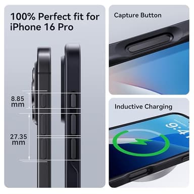 CASEKOO for iPhone 16 Pro Case, [Never Yellow Technology] [Mil-Grade Drop Protection] Translucent Slim Cover Women Men for iPhone 16 Pro Phone Case 6.1 inch, Frosted Black - Image 5