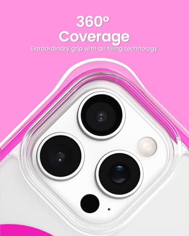 ORNARTO Air Case for iPhone 16 Pro Max Clear, Compatible with MagSafe, Military-Grade Drop Protection Cover with Built-in Air-Hot Pink - Image 4