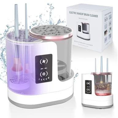 3 IN 1 Electric Makeup Brush Cleaner Machine With Makeup Brush Dryer-Holder-Portable Automatic USB Cosmetic Brushes Cleaner Tool for All Size Beauty Makeup Brush Set,Contour, Eyeshadow, Blush Brush - Image 1