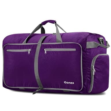 Gonex 80L Packable Travel Duffle Bag Foldable Duffel Bags for Luggage Gym Sports Camping Travelling Cycling Storage Shopping Water & Tear Resistant Purple - Image 1