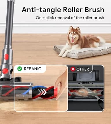 REBANIC Cordless Vacuum Cleaners for Home,8-in-1/65Min/600W/48Kpa Powerful Suction,Self-Standing Cordless Stick Vacuum Cleaner,Lightweight Anti-Tangle Rechargeable Vacuum for Floor/Carpet/Pet Hair/Car - Image 6