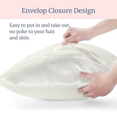 BEDELITE Satin Pillowcase for Hair and Skin, Super Soft and Cooling Similar to Silk Pillow Cases 2 Pack with Envelope Closure, Gift for Women Men(13"x18" Toddler Size, Ivory) - Image 6