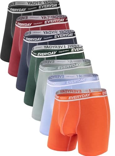 Separatec Cotton Dual Pouch Men's Underwear Comfortable Soft Breathable Everyday Boxer Briefs for men 7 Pack(L, Assorted Colors) - Image 1