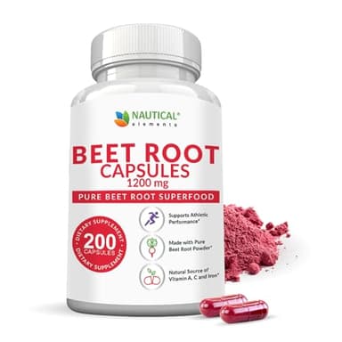 Beet Root Capsules - 1200mg Per Serving - 200 Beet Root Powder Capsules - Beetroot Powder Supports Blood Pressure, Athletic Performance, Digestive, Immune System (Pure, Non-GMO & Gluten Free - Image 1
