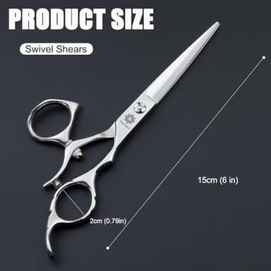 Dream Reach HIGH-END SERIES Japanese 440C Stainless 6.0" 360° Swivel Thumb Ring Professional Barber Razor Edge Hairdressing Straight Cutting Scissors - Image 2