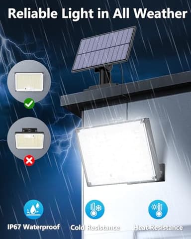 Gusicil Solar Lights for Outside, 172LED 3Modes Split Motion Sensor Outdoor Lights with Remote Control, Solar Lights Outdoor Waterproof IP65, Outdoor Solar Lights for Yard,Patio,Garden,Garage, 2 Pack - Image 3