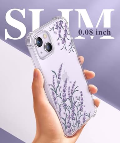 GVIEWIN for iPhone 14 Case Floral, with Screen Protector + Camera Lens Protector, [Non Yellowing] Soft Shockproof Clear Phone Protective Cover for Women, Flower Pattern Design 6.1" (Daphne/Purple) - Image 6