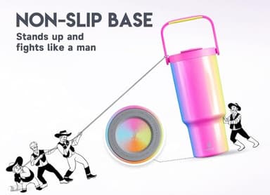 Meoky 32 oz Tumbler with Handle, Tumbler with Lid and Straw, Stainless Steel Travel Mug, 100% Leak Proof, Keeps Cold for 24 Hours, Fits in Car Cup Holder (Carnival) - Image 7