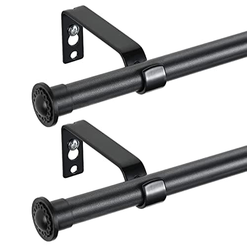 YeYeBest Curtain Rod 2 Pack - 28" to 64" for Windows Small Curtain Rod Set - Modern Simplicity Décor Style 5/8 Inch Metal Pole - Heavy Duty Drapery Rods with Brackets - Black - Image 1