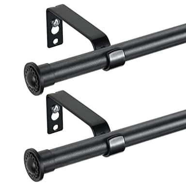 YeYeBest Curtain Rod 2 Pack - 28" to 64" for Windows Small Curtain Rod Set - Modern Simplicity Décor Style 5/8 Inch Metal Pole - Heavy Duty Drapery Rods with Brackets - Black - Image 1