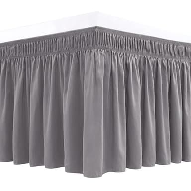 Biscaynebay Wrap Around Bed Skirts for King & Cal King Beds 15" Drop, Silver Grey Adjustable Elastic Dust Ruffles Easy Fit Wrinkle & Fade Resistant Silky Luxurious Fabric Machine Washable - Image 1
