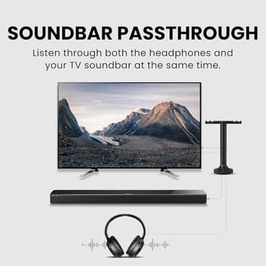 Avantree Duet - Dual Wireless Headphones for TV Watching, Clear Voice & Loud Volume for Seniors and The Hard of Hearing, Easy Plug & Play Setup, with 2.4GHz RF Transmitter & Charging Dock - Image 6