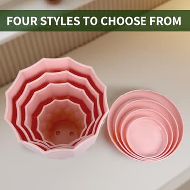 Vodotion Flower Pots, 8.3/7.1/5.9/4.3 inch Nursery Plant Pot with Drainage Holes and Hole Mesh Pad and Saucers Tray for Indoor Garden Plants, Succulent, Orchid and Cactus - Image 6