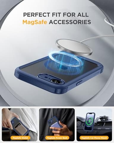 Miracase Magnetic for iPhone 16e Case Full-Body Phone with Built-in Glass Screen Protector, [Compatible with MagSafe] Military Drop Proof 16E Cover Bumper 6.1 inch, Blue - Image 6