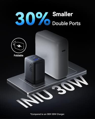 INIU USB C Charger Block, 2-Pack 30W PD Fast Charging, [USB-C + USB-A] iPhone 16 Charger with Foldable Plug, GaN Tech Type C Power Adapter for iPhone 16, 15 Pro Max, Samsung S25, S24, iPad Pro etc - Image 5