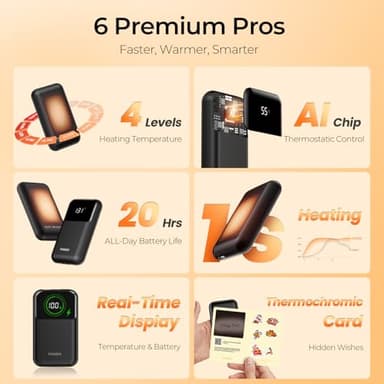 Hand Warmers Rechargeable 2 Pack, 4 Heat Levels (104–131°F), Real-Time Temp & Battery Display, Electric Hand Warmers, Fast Heating, Fits in Gloves/Pocket, Gifts for Women & Men - Image 3