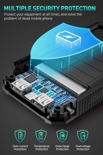 Mregb Power Bank,Solar Charger,36800mAh 5V3.1A QC 3.0 Dual 2 USB Port Built-in Powerful Flashlight IPX7(Black) - Image 6