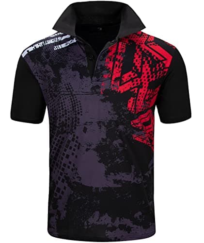ZITY Golf Polo Shirts for Men Short Sleeve Athletic Tennis T-Shirt Black Bright Red 3XL - Image 1