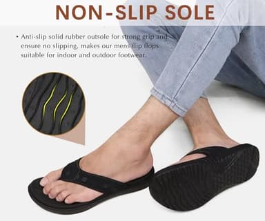 KuaiLu Mens Leather Sport Flip Flops Comfort Orthotic Thong Sandals with Plantar Fasciitis Arch Support for Outdoor Summer - Image 4