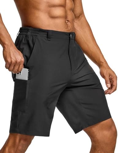 CQR Men's Quick Dry Stretch Hiking Cargo Shorts, Lightweight Water Resistant Tactical Casual, Golf & Outdoor with Pockets, Routine Black, 36W x 10L - Image 1