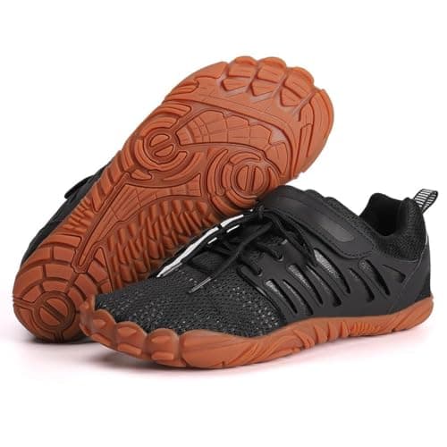MIFAWA Barefoot Shoes Men Wide Toe Box Zero Drop Water Shoes Men for Gym Workout Minimalist Weightlifting Cross-Trainer Running Hike Grounded Footwear Black Brown - Image 1