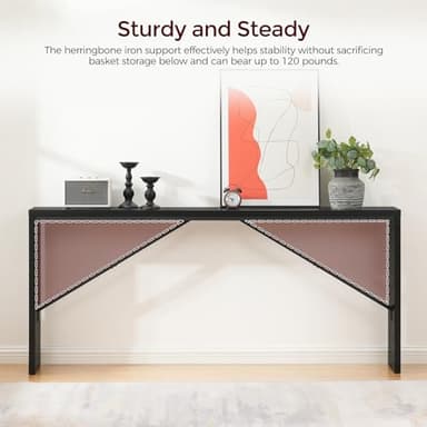 MAHANCRIS Console Table, 78.7" Long Sofa Table Behind Couch, Narrow Entryway Table, Farmhouse Dining Table with Angled Metal Frame, Industrial Console Table for Entryway, Black CTHB20801 - Image 8