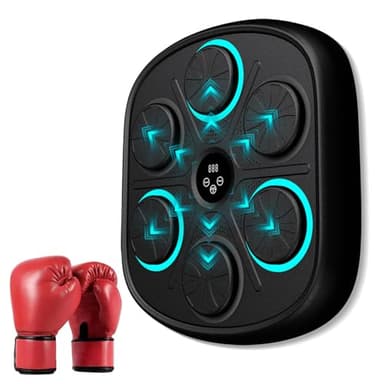 OurStarry 2025 New Model Smart Music Boxing Machine for Adults and Kids, Training Machine with LED Electronic Wall Mounted, Home Indoor Workout Equipment with Premium Boxing Gloves (Black 03) - Image 1